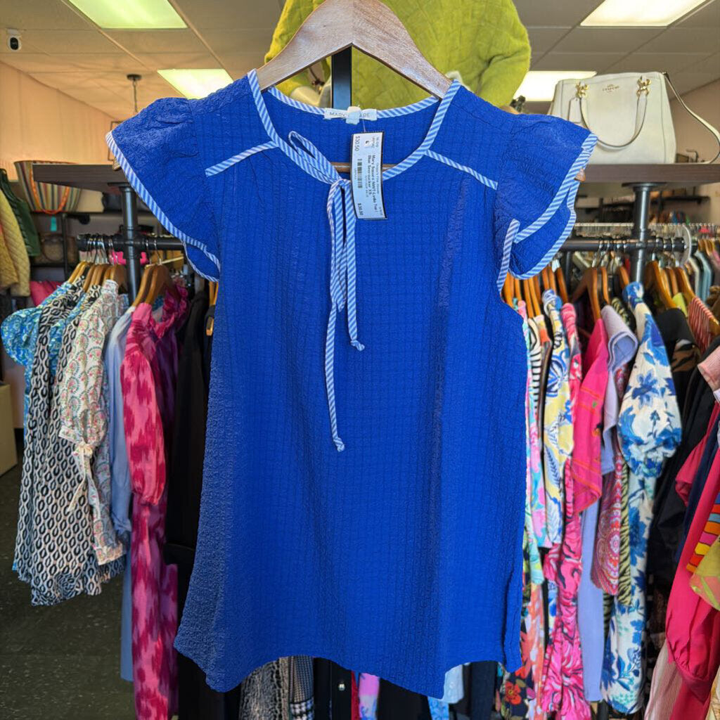 Mary Square NWT-Lydia Top | Blue Seersucker