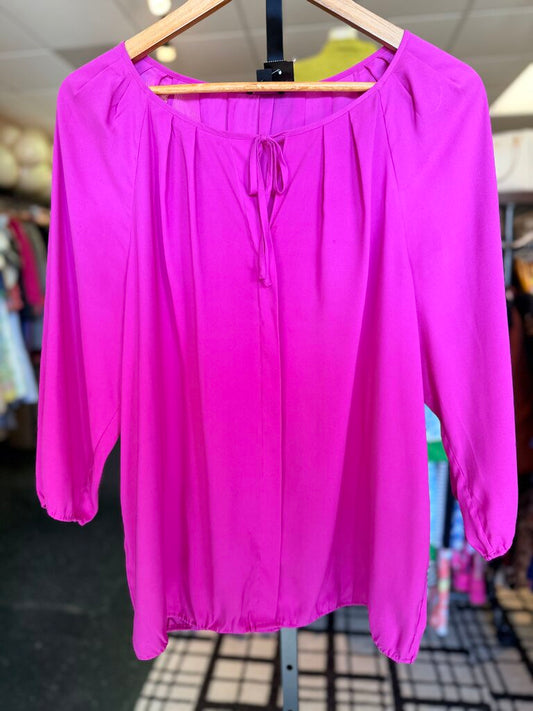 Ann Taylor - LS Blouse w. Tie Neckline - Pink