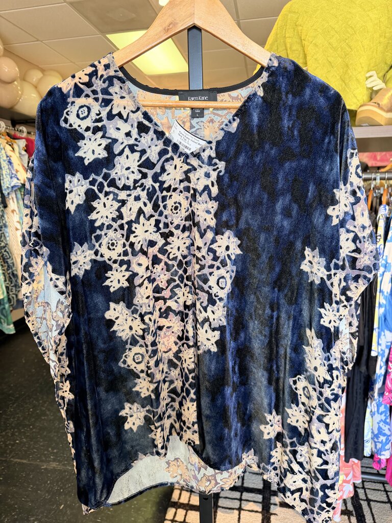 Karen Kane-Velvet Burnout V-Neck Top