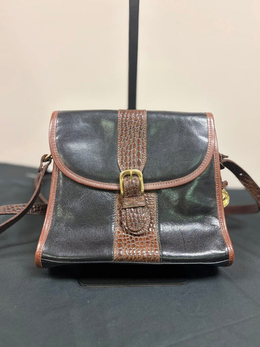 VTG Brahmin - Black/Brown Leather Crossbody Bag