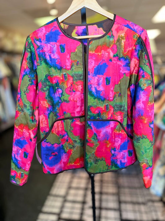 Crosby- Reversible Quilted Jacket w. Brushstroke Print