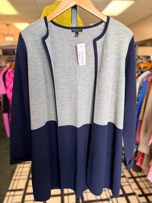 Talbots - Open Knit Colorblock Sweater - Navy/Grey