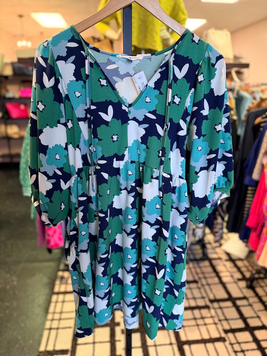 Michelle McDowell - Puff Sleeve Floral Print Mini Dress