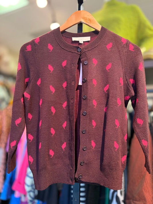 LOFT - Cat Silhouette Button-Front Cardigan