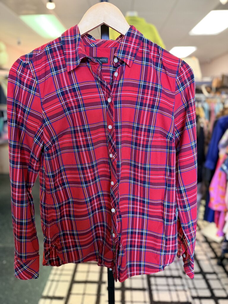 Talbots - LS Plaid Button Down Shirt - Red