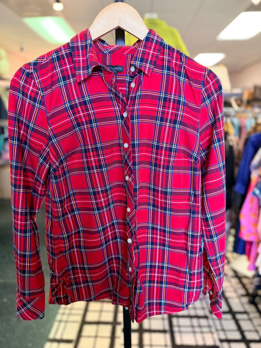 Talbots - LS Plaid Button Down Shirt - Red