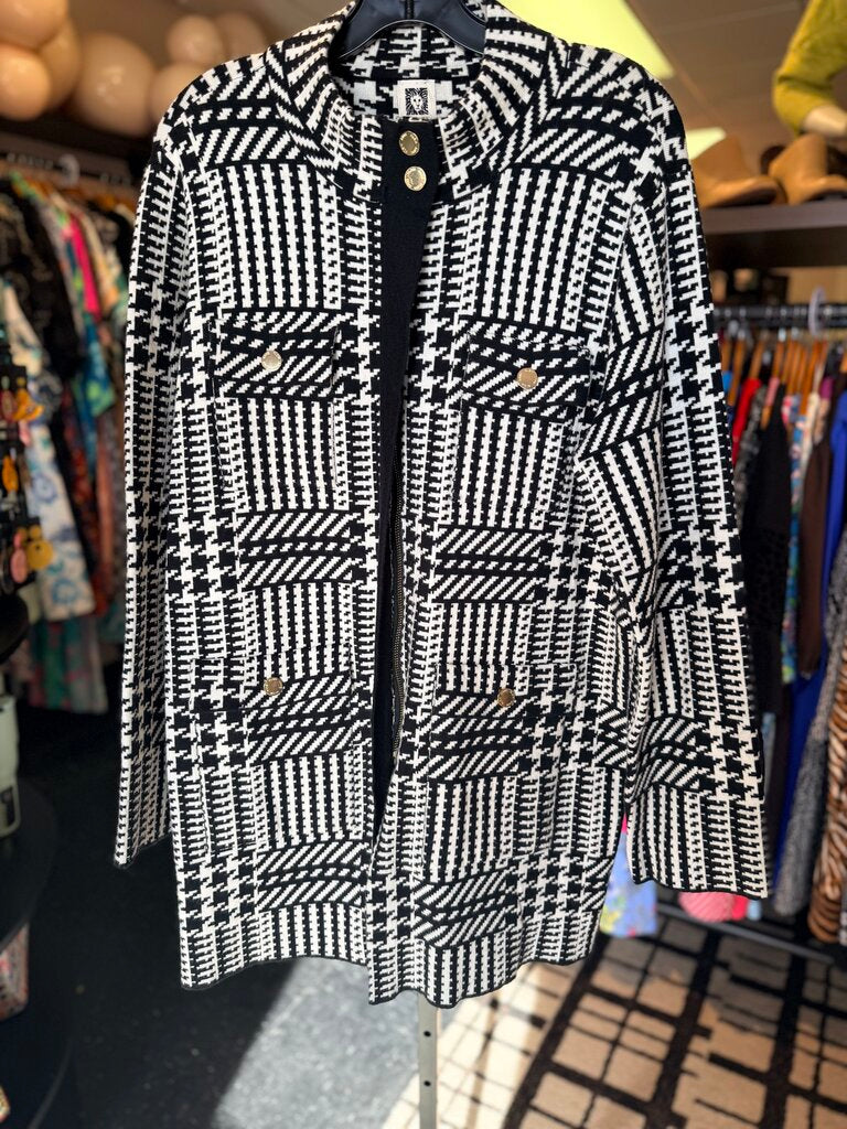 Anne Klein NWT - Houndstooth Full Zip Sweater