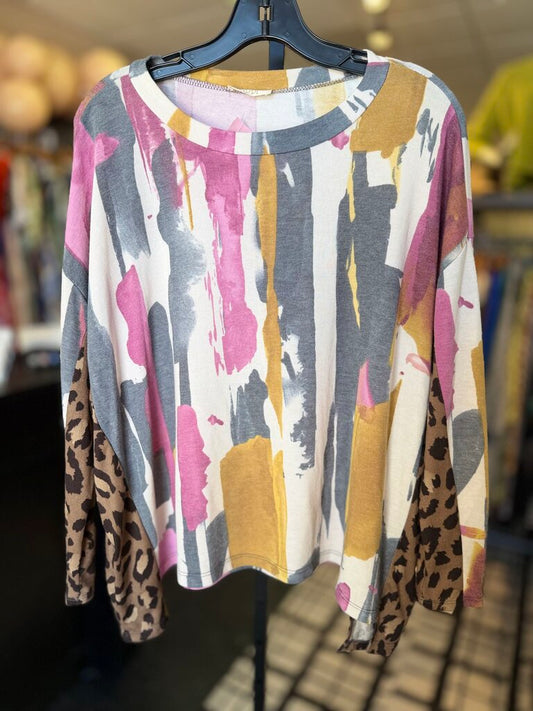 Oddi - LS Mixed Pattern Top