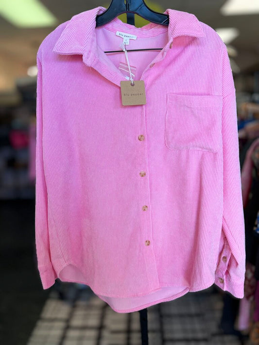 Blu Pepper NWT - Corduroy Shacket - Pink