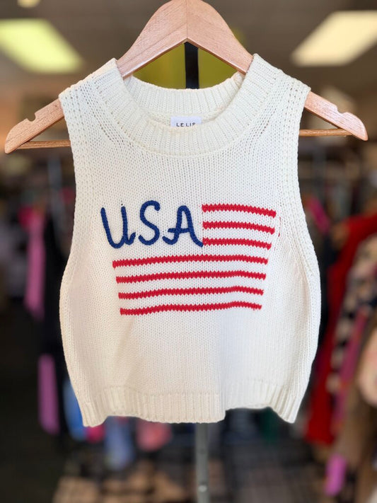 LeLis - Patriotic Sweater Vest - Cream