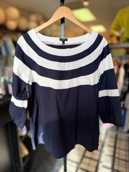 Talbots - LS 3/4 Sleeve Poplin Blouse - Navy