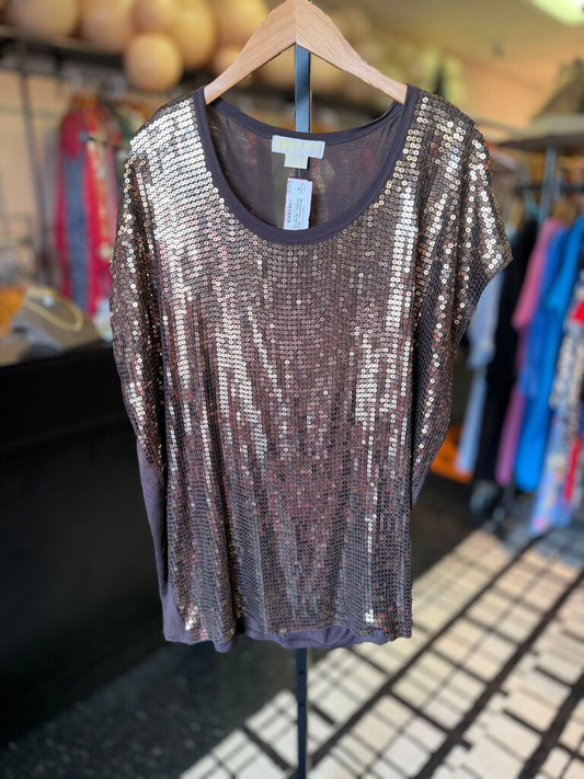 Michael Kors - SS Knit Top w. Sequins - Brown