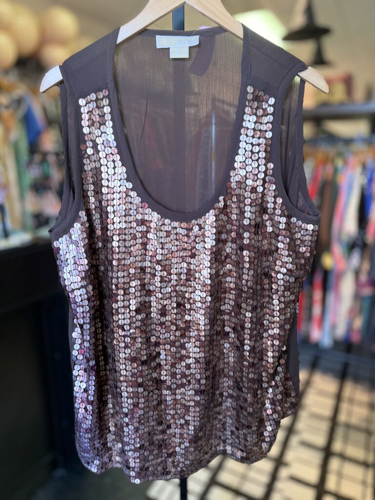 Michael Kors - Chiffon Tank w. Sequins - Brown