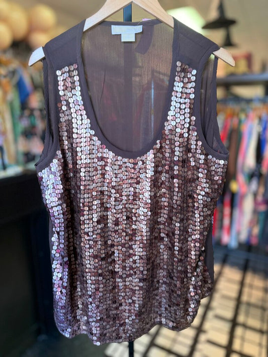 Michael Kors - Chiffon Tank w. Sequins - Brown