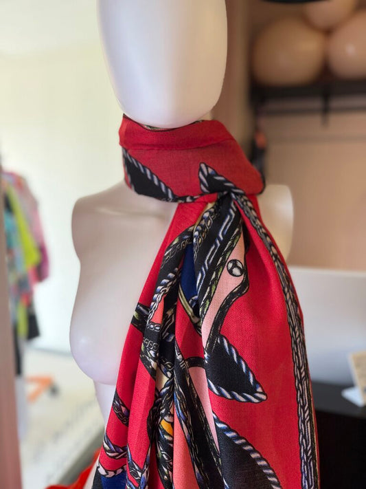 Pretty Persuasions - Colorful Statement Scarf - Red