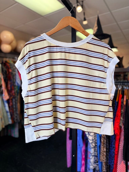 Altar'd State NWT - Sprint Stripe Tee - Blue/Yellow