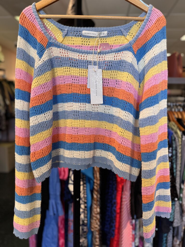 Altar'd NWT - Kaiya Striped Open Weave Sweater