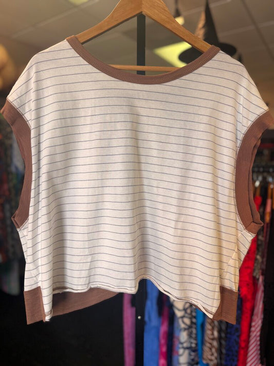 Altar'd State NWT -Sunny Day Open-Back Tee - Blue/Brown