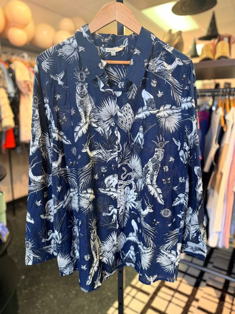 Fitzroy & Willa - Russell Shirt in Jungle Print - Blue