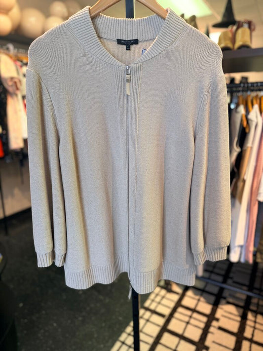 Lafayette 148 -Cotton Silk Stand Collar Cardigan - Beige