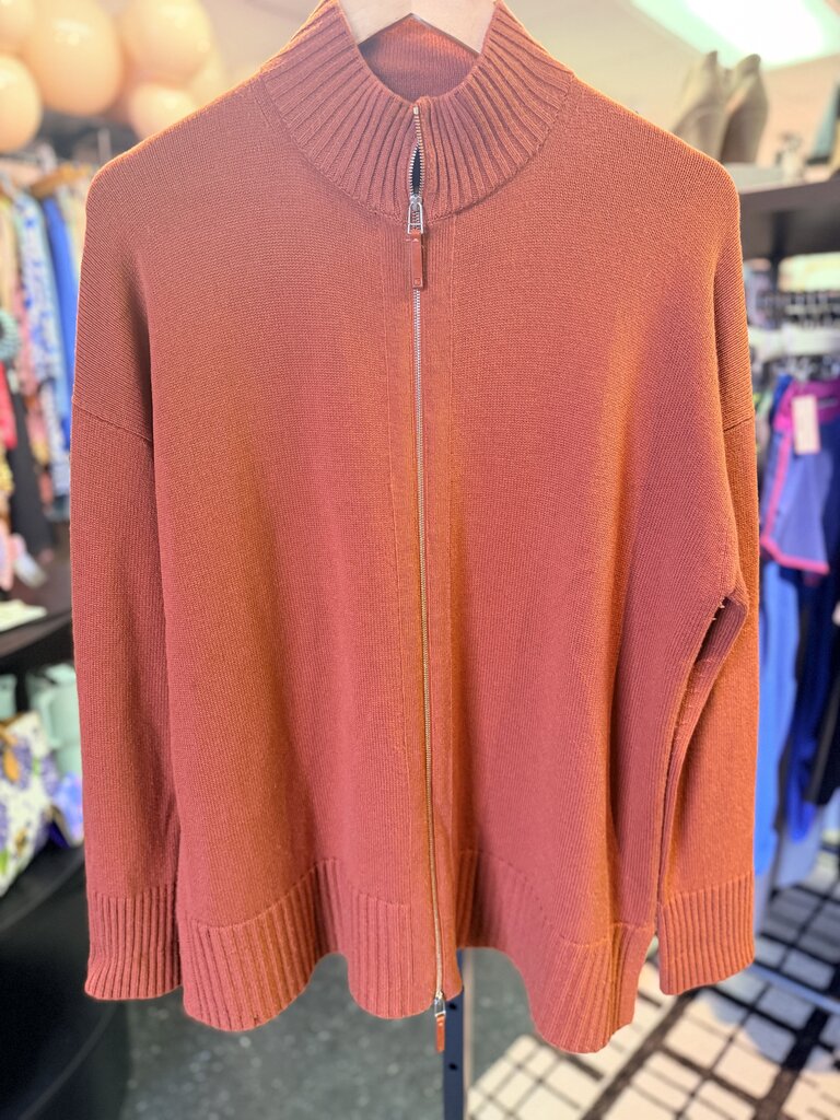 Lafayette 148 - Cashmere Zip Front Cardigan -Umber
