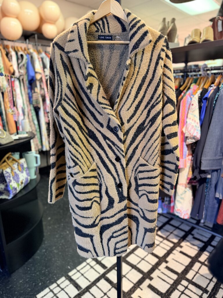 Love Token - Brown Zebra Print Coatigan