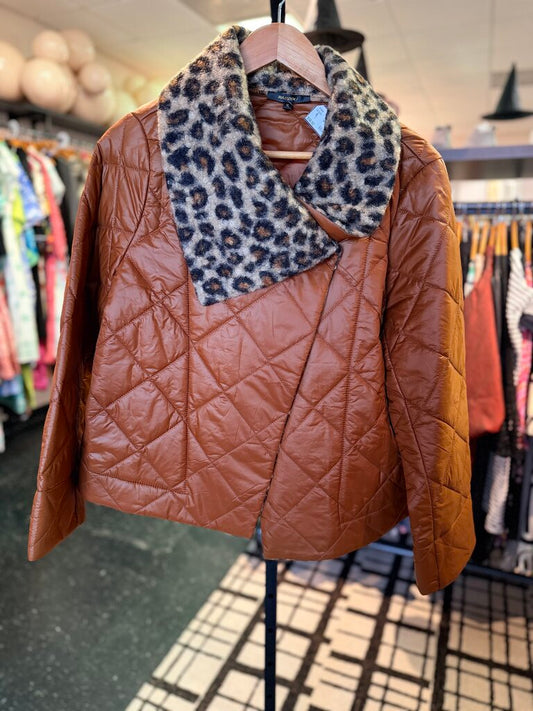 VTG Radzoli - Quilted Jacket with Leopard Collar
