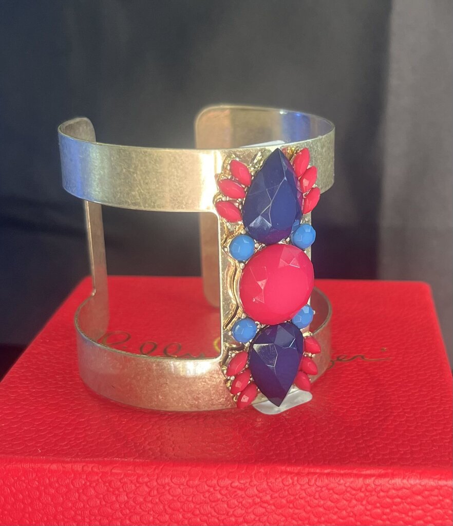 Gold Cuff w. Pink & Blue Embellishments