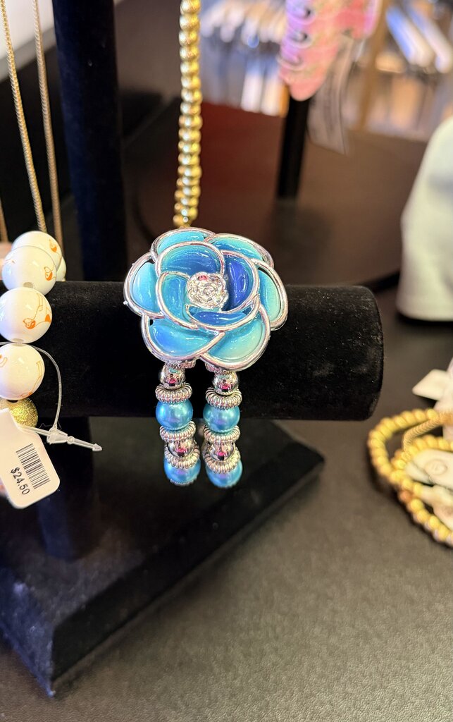 VTG - Stretchy Bead Bracelet w. Aqua Flower