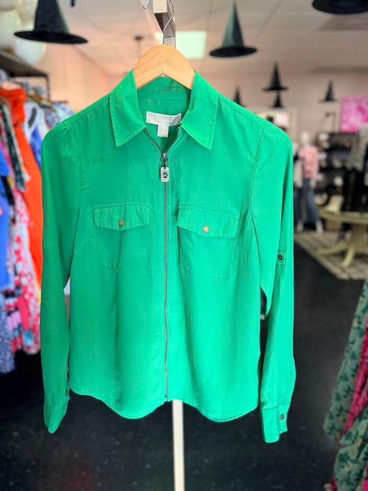 Michael Kors - Full-Zip Blouse in Green