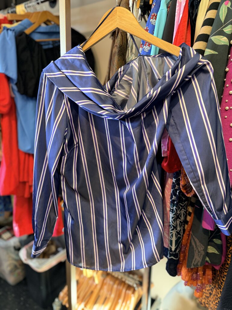 Banana Republic - LS One-Shoulder Vertical Stripe Blouse
