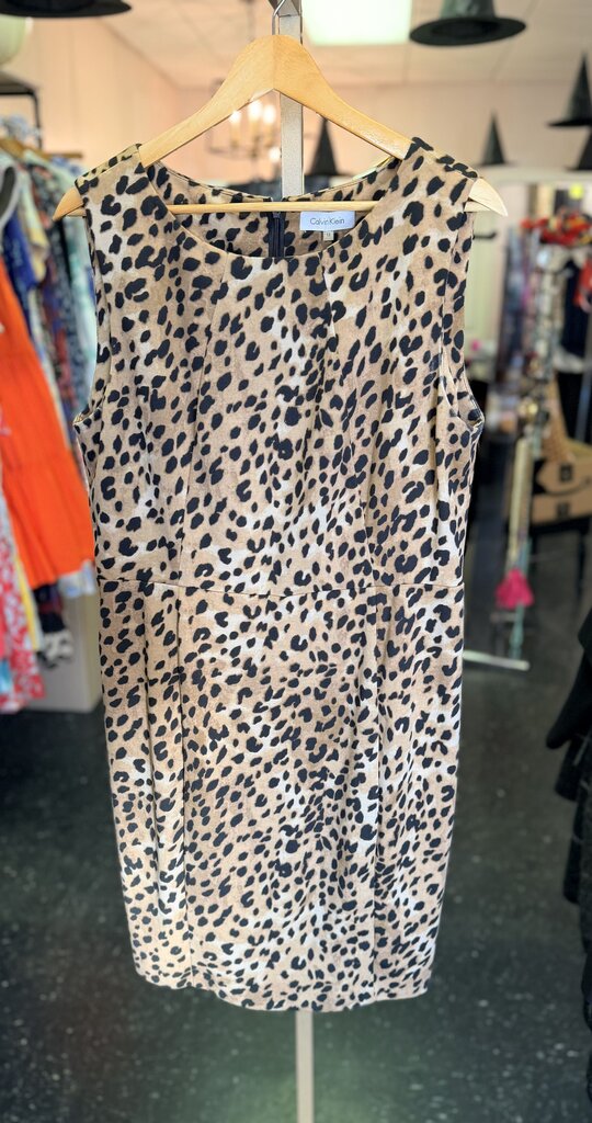 Calvin Klein - Sleeveless Cheetah Print Midi Dress