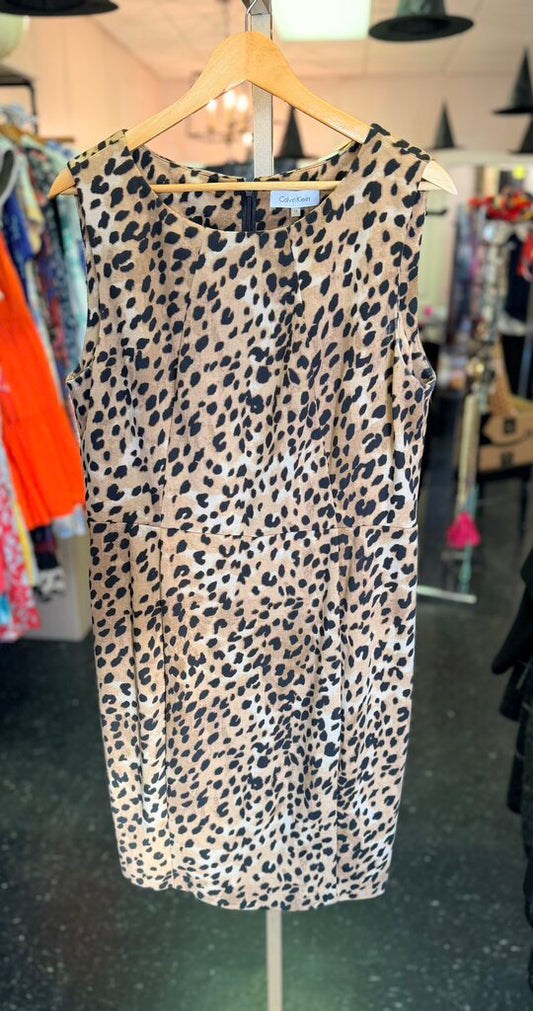 Calvin Klein - Sleeveless Cheetah Print Midi Dress