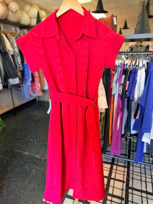 Magifash - Chloe Button Down Belted Dress - Red