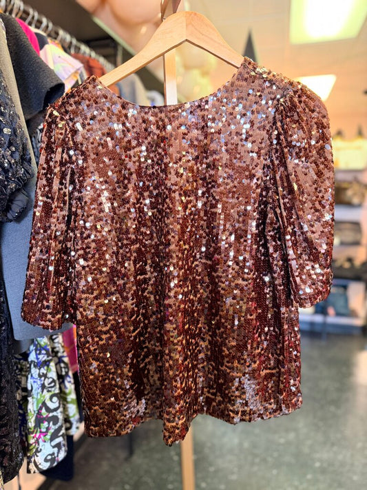 Loft - SS Brown Sequin Top
