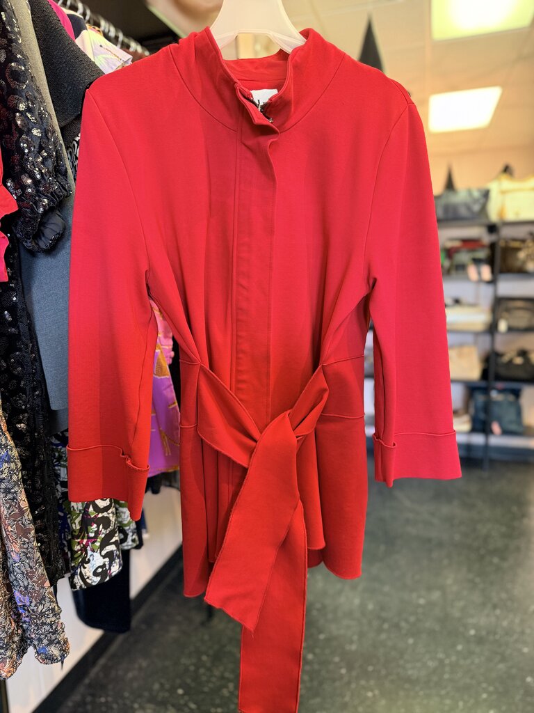 VTG Luii - Ponte Knit Tie-Waist Jacket - Red