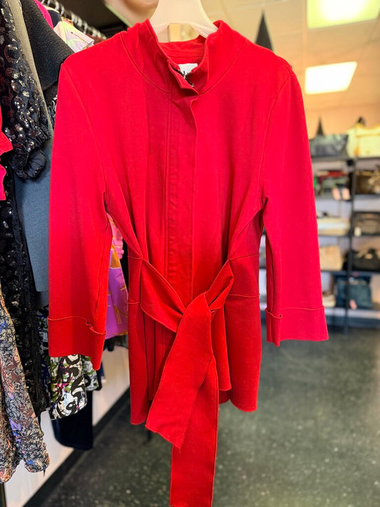 VTG Luii - Ponte Knit Tie-Waist Jacket - Red