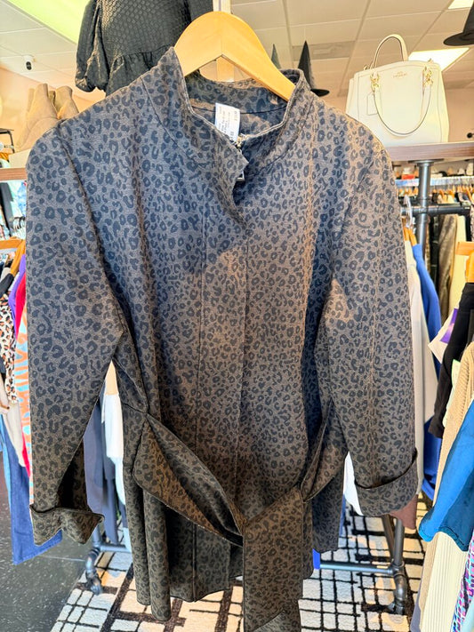 Renuar- Ponte Knit Tie-Waist Jacket - Animal Print