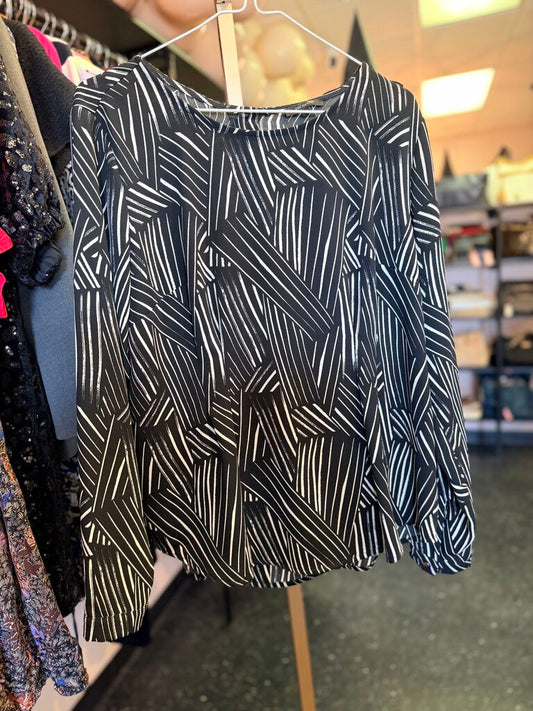 Paz Torras - LS Abstract Print Blouse - Black