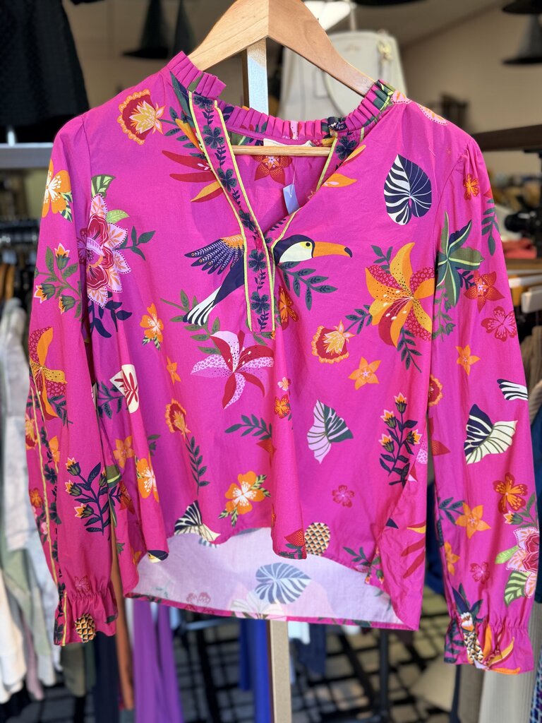 Maude Vivante - Ashley Top in Raspberry Bloom Print