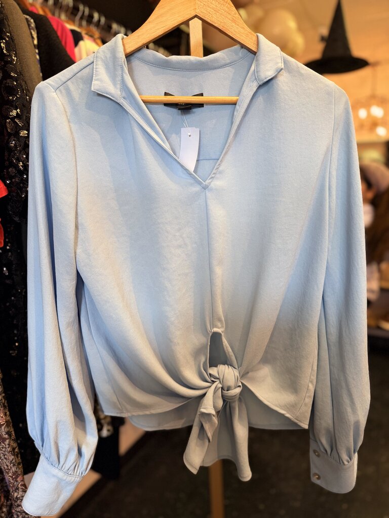 Karen Kane - LS Tie Waist Blouse - Lt. Blue