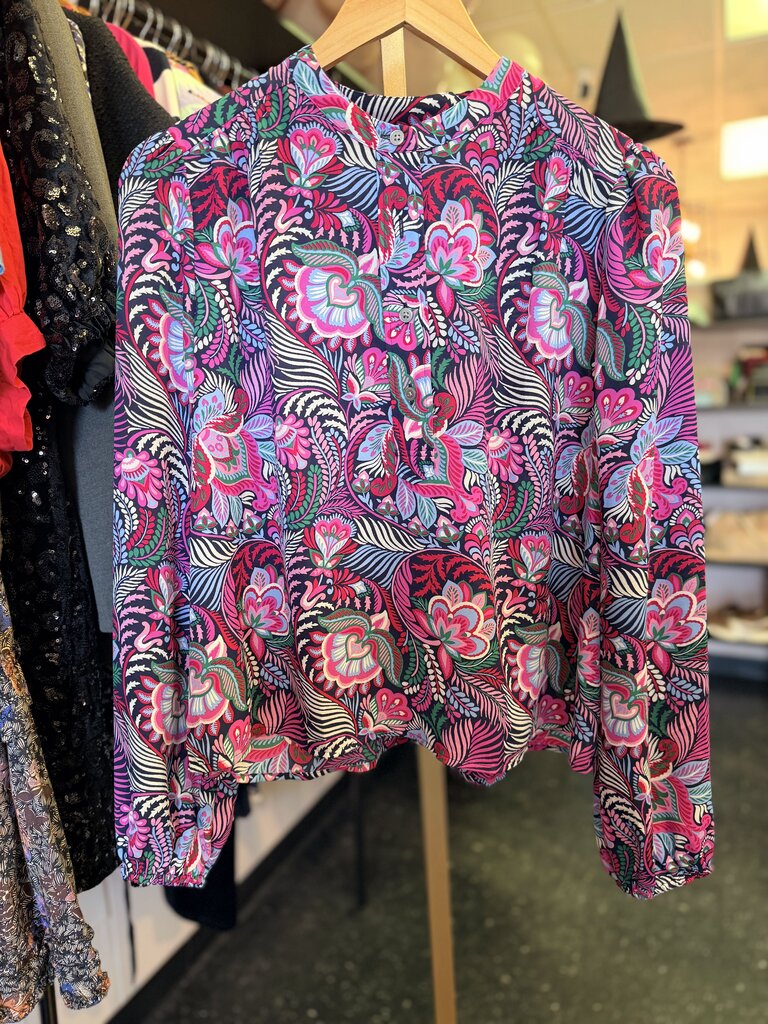 LOFT - Paisley Print LS Popover Blouse