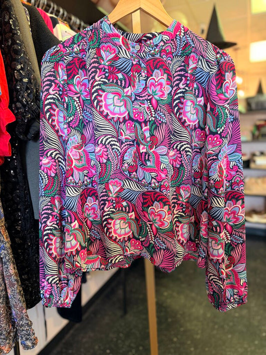LOFT - Paisley Print LS Popover Blouse