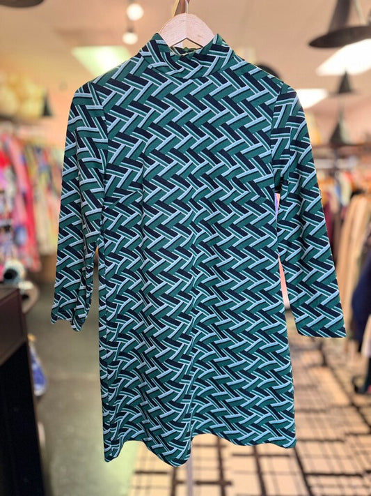 Tuckernuck - Ellie Dress in Green Mod Geometric Pattern