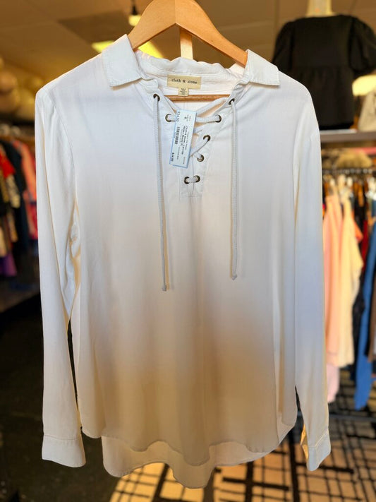 Cloth & Stone - Lace-Up Henley Blouse