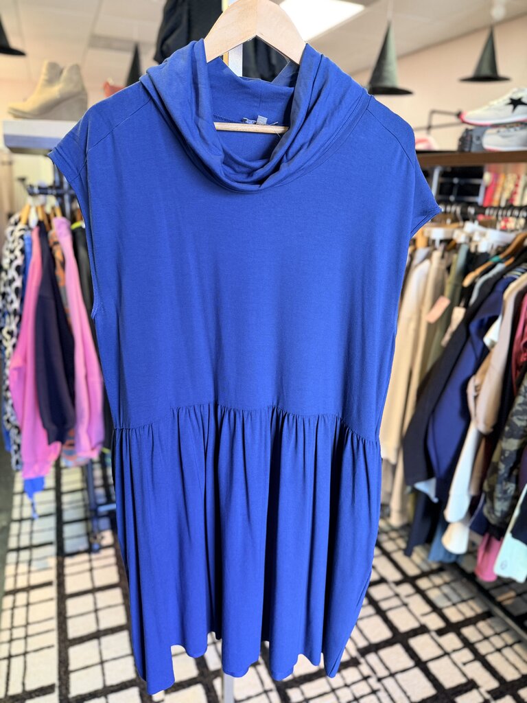 Lilla P - Cowl Neck Mini Dress - Blue