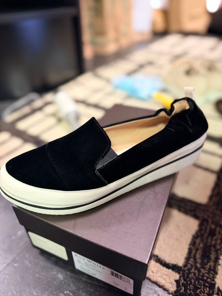 Ron White -Nell Velvet Wedge Slip On- Black