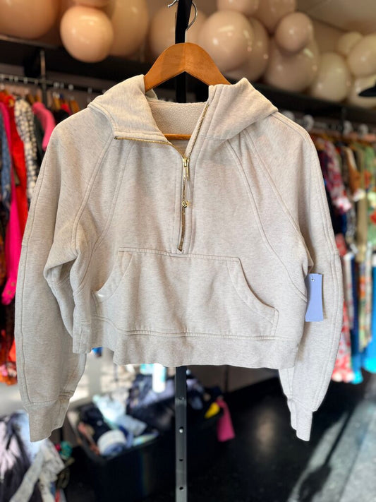 Lululemon - Cropped Scuba Half Zip - Heathered Grey/Gold