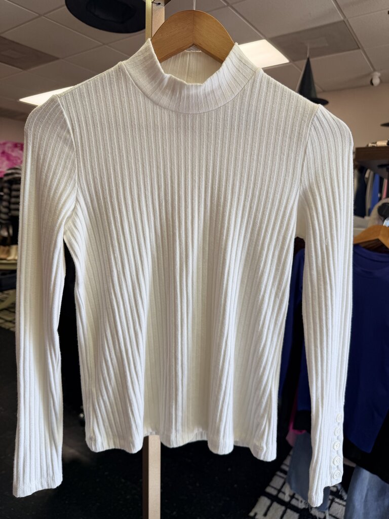 Liverpool - Ribbed Mockneck LS Top - White