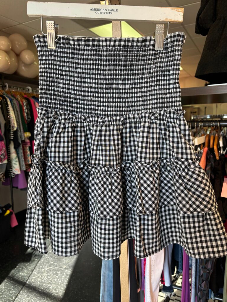 JoyJoy - Smock Waist Gingham Mini Skirt -